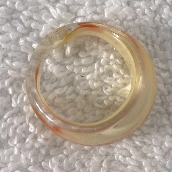 Vintage Art Glass Handmade Cream Orange Band Ring - Picture 7 of 11